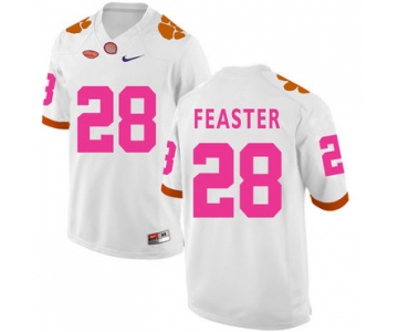 Clemson Tigers 28 Tavien Feaster White Breast Cancer Awareness College Football Jersey