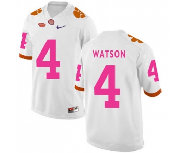 Clemson Tigers 4 Deshaun Watson White Breast Cancer Awareness College Football Jersey