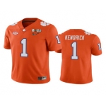 Men's Clemson Tigers #1 Derion Kendrick Orange 2020 National Championship Game Jersey