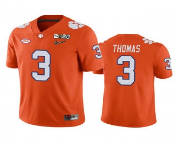 Men's Clemson Tigers #3 Xavier Thomas Orange 2020 National Championship Game Jersey