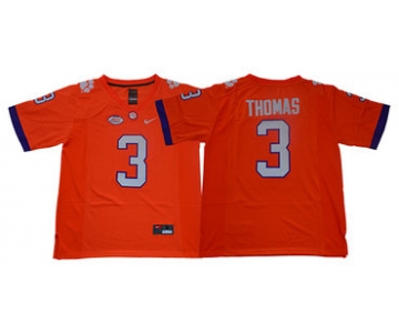 Men's Clemson Tigers #3 Xavier Thomas Orange Stitched NCAA Nike 2019 New College Football Jersey