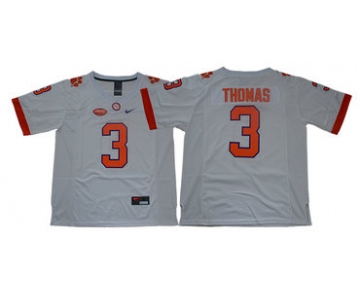 Men's Clemson Tigers #3 Xavier Thomas White Stitched NCAA Nike 2019 New College Football Jersey