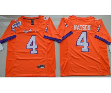 Men's Clemson Tigers #4 Deshaun Watson Orange Stitched NCAA Nike 2016 College Football Jersey