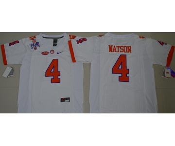 Men's Clemson Tigers #4 Deshaun Watson White Stitched NCAA Nike 2016 College Football Jersey