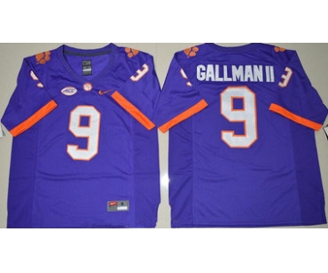 Men's Clemson Tigers #9 Wayne Gallman II Purple Stitched NCAA Nike 2016 College Football Jersey