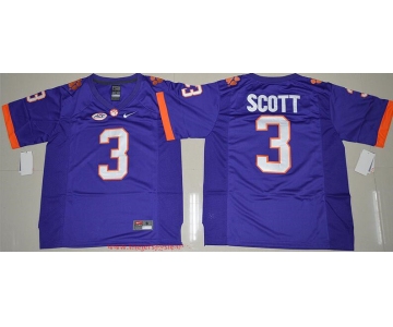 Men's Clemson Tigers # Artavis Scott Purple Stitched NCAA Nike 2016 College Football Jersey