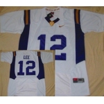 LSU Tigers #12 Jarrett Lee White Fighting Jersey