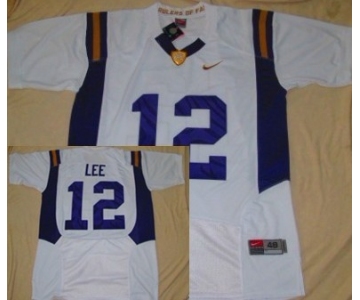 LSU Tigers #12 Jarrett Lee White Fighting Jersey