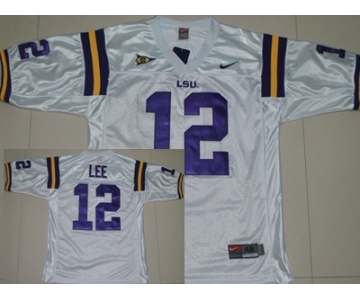 LSU Tigers #12 Jarrett Lee White Jersey