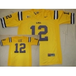 LSU Tigers #12 Jarrett Lee Yellow Jersey
