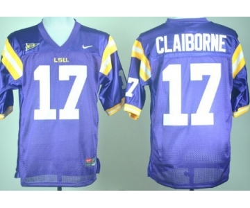 LSU Tigers #17 Morris Claiborne Purple Jersey