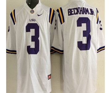 LSU Tigers #3 Odell Beckham Jr. White 2015 College Football Nike Limited Jersey