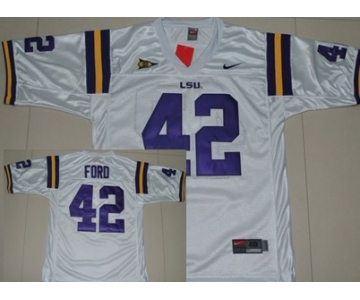 LSU Tigers #42 Michael Ford White Jersey