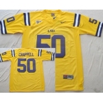 LSU Tigers #50 Joey Crappell Yellow Jersey
