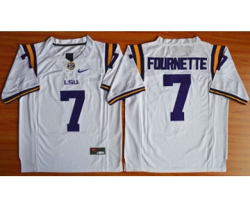 LSU Tigers #7 Fournette White 2015 College Football Nike Limited Jersey