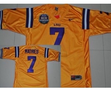 LSU Tigers #7 Tyrann Mathieu 2012 BCS Bowl Yellow Jersey