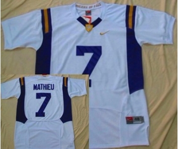 LSU Tigers #7 Tyrann Mathieu White Fighting Jersey