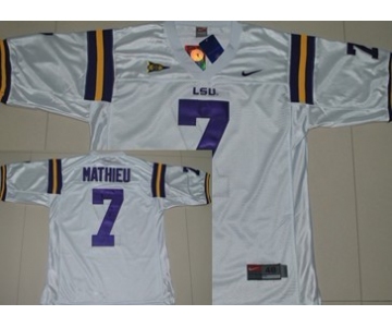 LSU Tigers #7 Tyrann Mathieu White Jersey