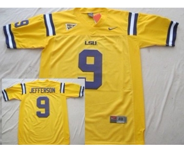 LSU Tigers #9 Jordan Jefferson Yellow Jersey