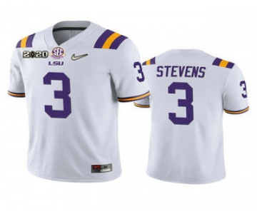 Men's LSU Tigers #3 JaCoby Stevens White 2020 National Championship Game Jersey