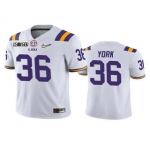 Men's LSU Tigers #36 Cade York White 2020 National Championship Game Jersey