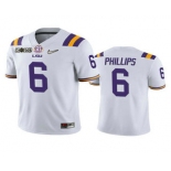 Men's LSU Tigers #6 Jacob Phillips White 2020 National Championship Game Jersey