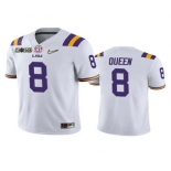 Men's LSU Tigers #8 Patrick Queen White 2020 National Championship Game Jersey