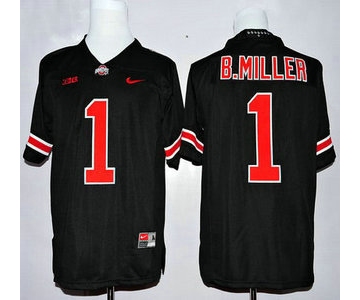 Men's Ohio State Buckeyes #1 Baxton Miller Black With Orange College Football Nike Limited Jersey