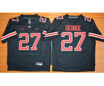 Men's Ohio State Buckeyes #27 Eddie George Black With Red 2015 College Football Nike Limited Jersey