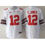 Ohio State Buckeyes #12 Cardale Jones 2015 Playoff Rose Bowl Special Event Diamond Quest White Jersey