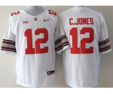 Ohio State Buckeyes #12 Cardale Jones 2015 Playoff Rose Bowl Special Event Diamond Quest White Jersey