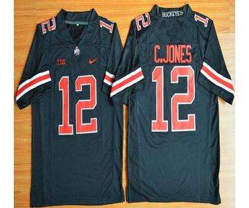 Ohio State Buckeyes #12 Cardale Jones Black With Red 2015 College Football Nike Limited Jersey