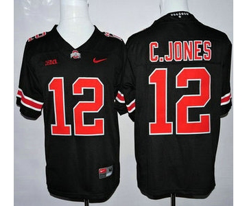 Ohio State Buckeyes #12 Cardale Jones Black With Red College Football Nike Limited Jersey