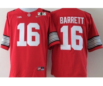 Ohio State Buckeyes #16 J.T. Barrett 2015 Playoff Rose Bowl Special Event Diamond Quest Red 2015 BCS Patch Jersey