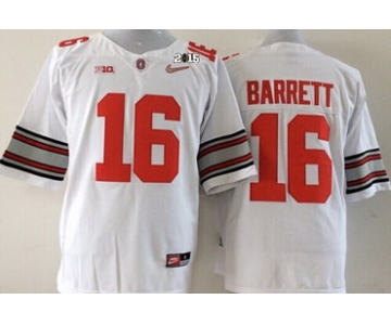 Ohio State Buckeyes #16 J.T. Barrett 2015 Playoff Rose Bowl Special Event Diamond Quest White 2015 BCS Patch Jersey