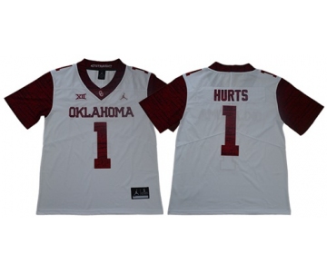 Men's Oklahoma Sooners #1 Jalen Hurts White Jordan Brand Limited New XII Stitched College Jersey