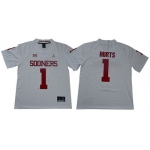 Men's Oklahoma Sooners #1 Jalen Hurts White Jordan Brand Limited Stitched College Jersey