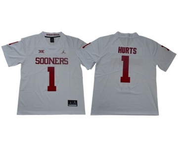 Men's Oklahoma Sooners #1 Jalen Hurts White Jordan Brand Limited Stitched College Jersey