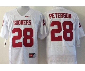 Men's Oklahoma Sooners #28 Adrian Peterson White College Football Nike Jersey