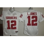 Oklahoma Sooners #12 Landy Jones White Jersey