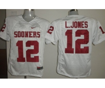 Oklahoma Sooners #12 Landy Jones White Jersey