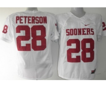 Oklahoma Sooners #28 Adrian Peterson White Jersey