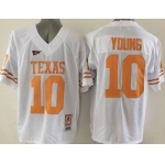 Men's Texas Longhorns #10 Vince Young Burnt White Throwback NCAA Football Jersey