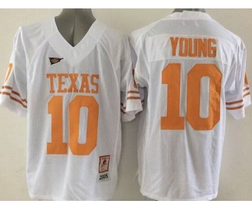 Men's Texas Longhorns #10 Vince Young Burnt White Throwback NCAA Football Jersey