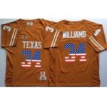 Men's Texas Longhorns 34 Ricky Williams Orange USA Flag College Jersey