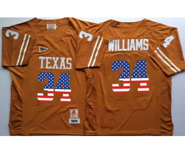 Men's Texas Longhorns 34 Ricky Williams Orange USA Flag College Jersey