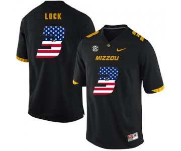 Missouri Tigers 3 Drew Lock Black USA Flag Nike College Football Jersey