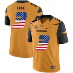 Missouri Tigers 3 Drew Lock Gold USA Flag Nike College Football Jersey