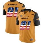 Missouri Tigers 81 Albert Okwuegbunam Gold USA Flag Nike College Football Jersey