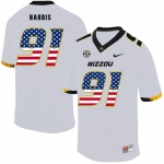 Missouri Tigers 91 Charles Harris White USA Flag Nike College Football Jersey